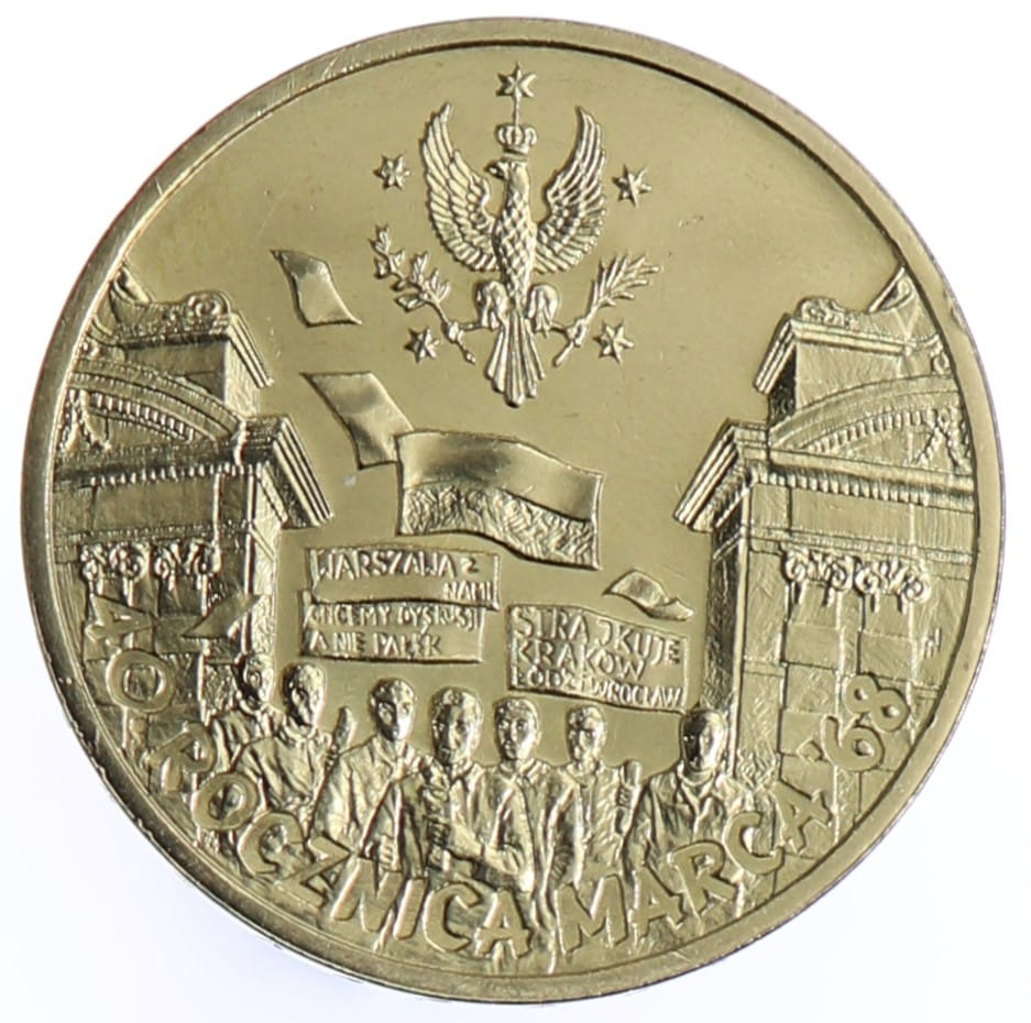 Moneta 2 zł rocznica Marca ’68 - 2008 rok