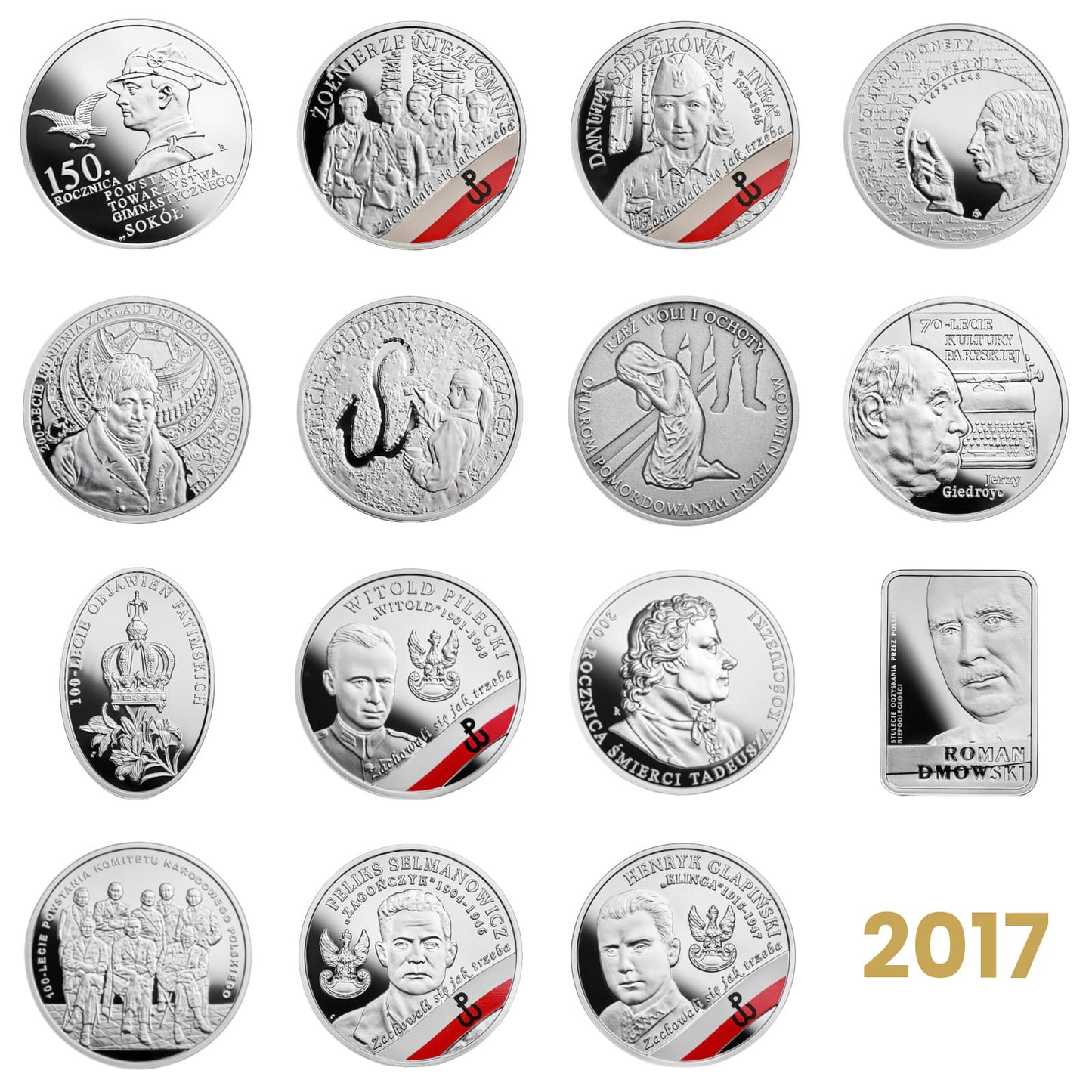 Komplet monet kolekcjonerskich 10 zł - 2017 rok