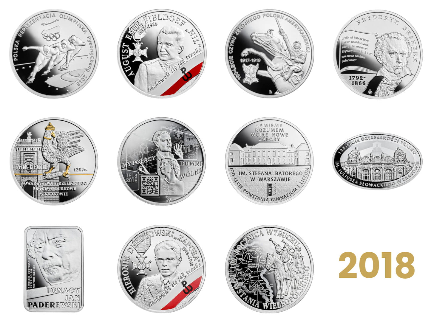 Komplet monet kolekcjonerskich 10 zł - 2018 rok