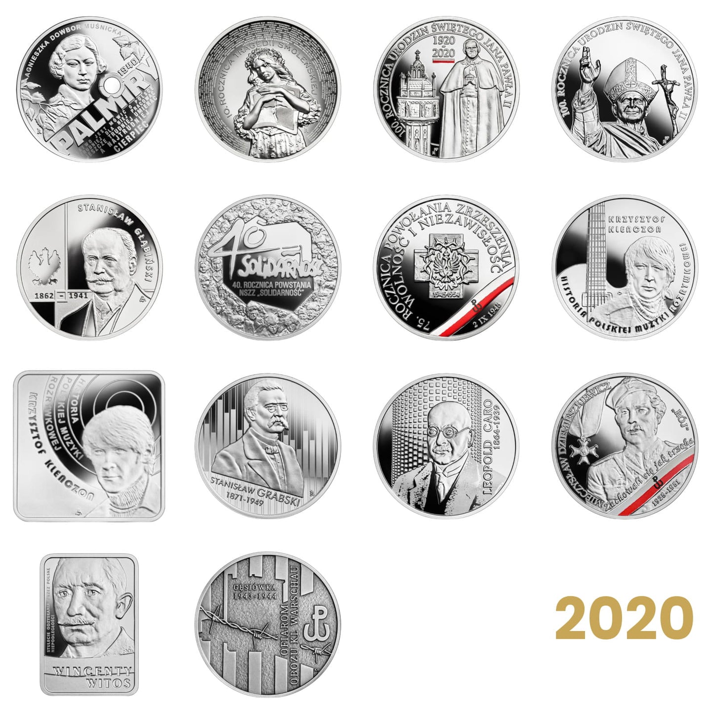 Komplet monet kolekcjonerskich 10 zł - 2020 rok