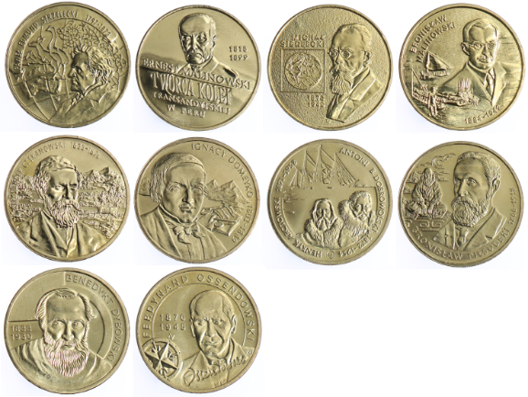 Seria monet 2 zł - Polscy Podróżnicy i Badacze - 1997-2011 rok