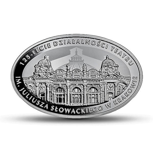 Moneta 10 zł 125-lecie działalności Teatru im. Juliusza Słowackiego w Krakowie