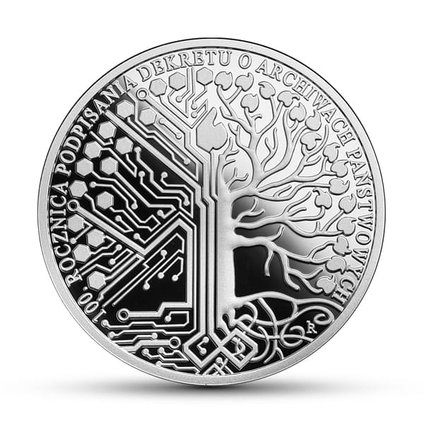 Moneta 10 zł 100. rocznica podpisania Dekretu o archiwach państwowych