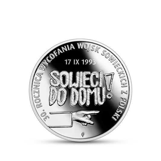 Moneta 10 zł 30. rocznica wycofania wojsk sowieckich z Polski