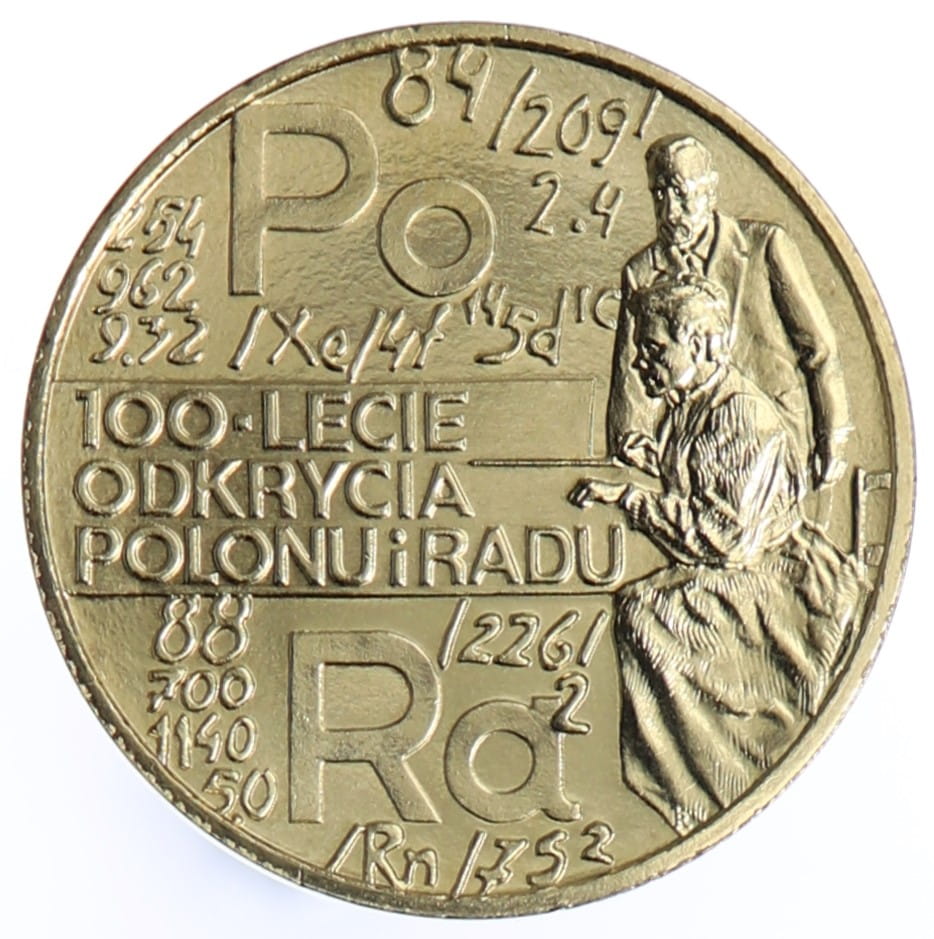 Moneta 2 zł 100-lecie odkrycia radu i polonu - 1998 rok