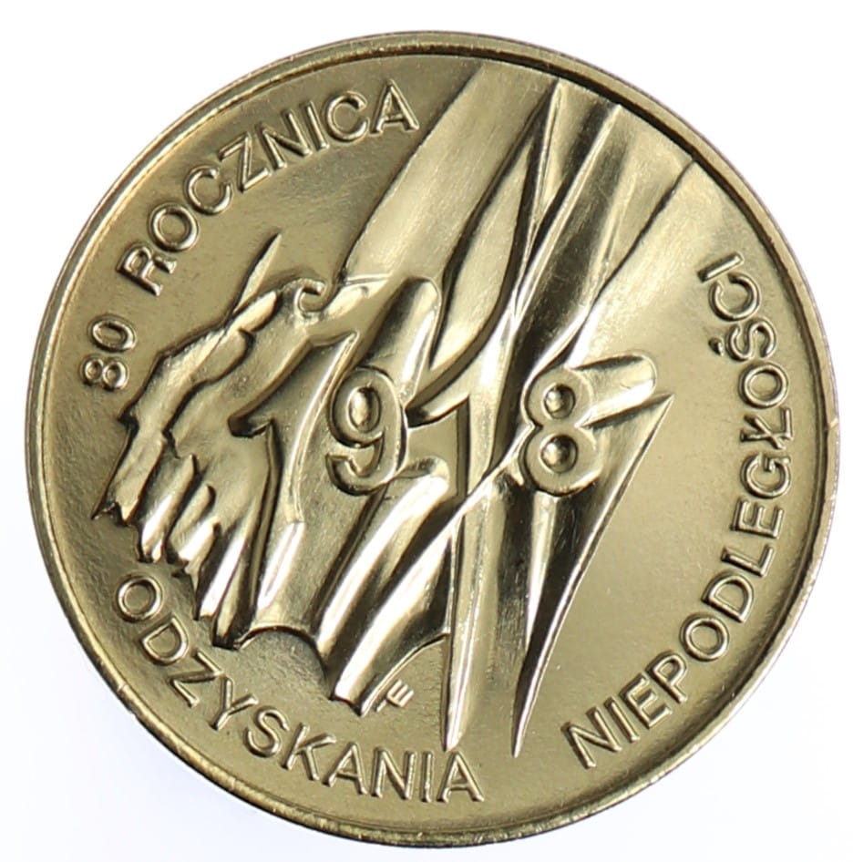 Moneta 2 zł 80. Rocznica Odzyskania Niepodległości - 1998 rok