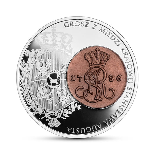 Moneta 20 zł Historia monety polskiej - Grosz z miedzi krajowej Stanisława Augusta