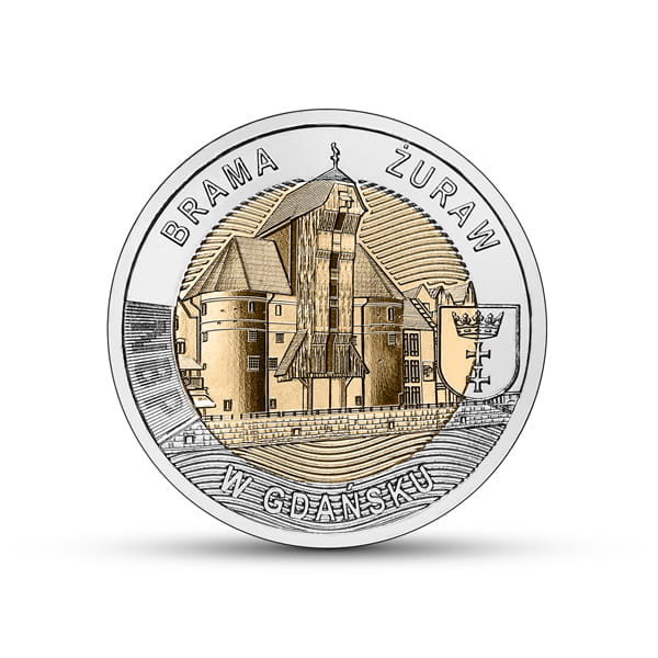 Moneta 5 zł Brama Żuraw w Gdańsku