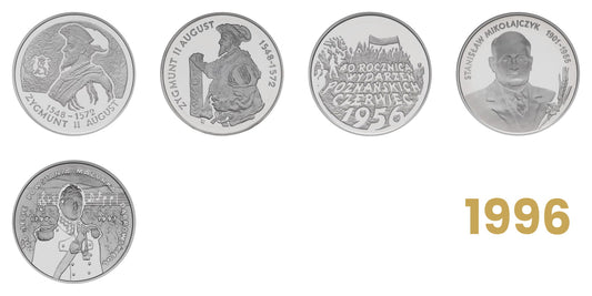 Komplet monet kolekcjonerskich 10 zł - 1996 rok