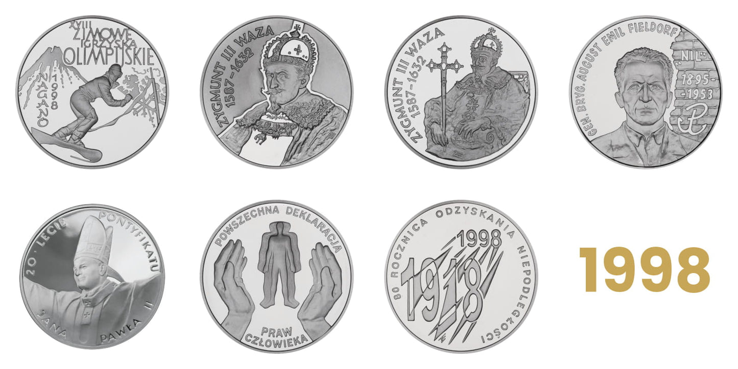Komplet monet kolekcjonerskich 10 zł - 1998 rok
