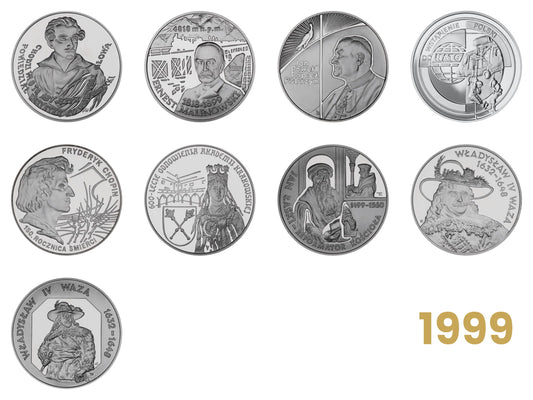 Komplet monet kolekcjonerskich 10 zł - 1999 rok