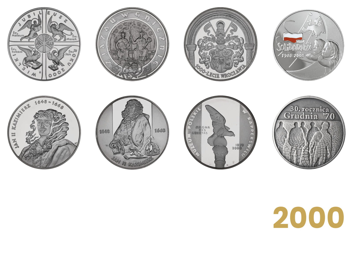 Komplet monet kolekcjonerskich 10 zł - 2000 rok