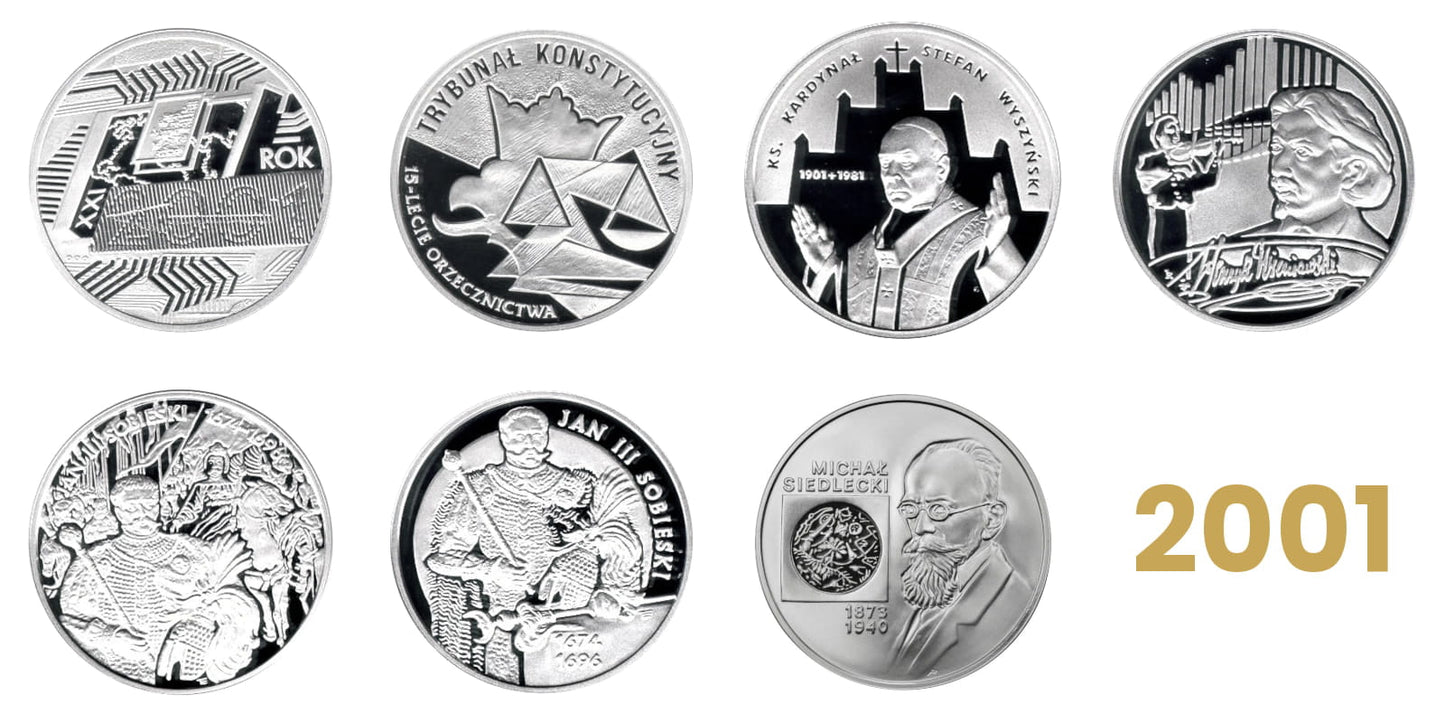 Komplet monet kolekcjonerskich 10 zł - 2001 rok