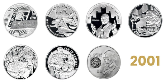 Komplet monet kolekcjonerskich 10 zł - 2001 rok