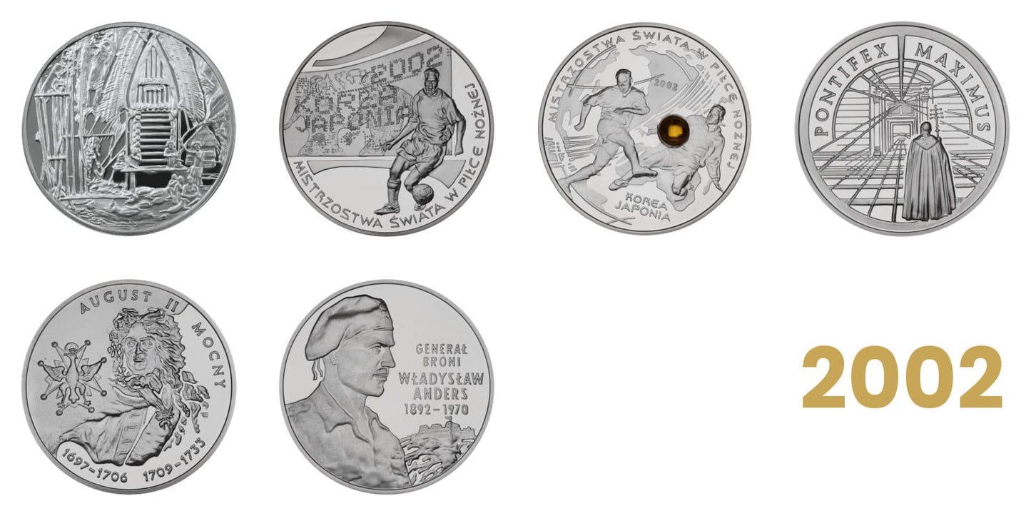 Komplet monet kolekcjonerskich 10 zł - 2002 rok