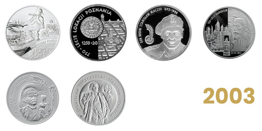 Komplet monet kolekcjonerskich 10 zł - 2003 rok