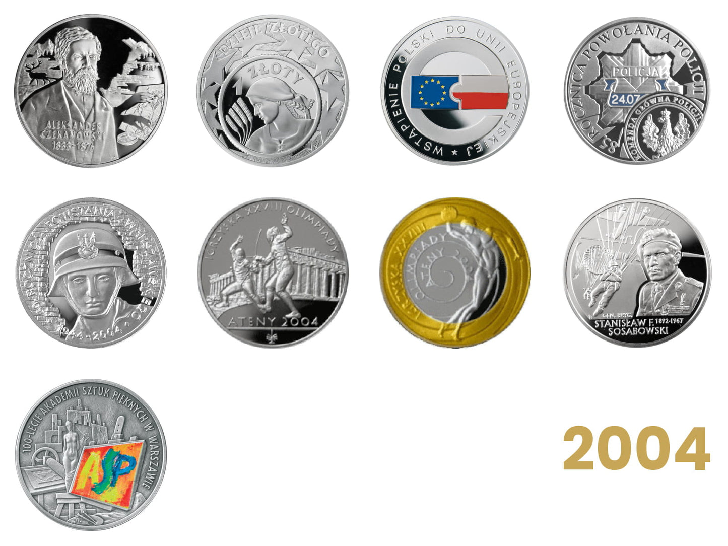 Komplet monet kolekcjonerskich 10 zł - 2004 rok