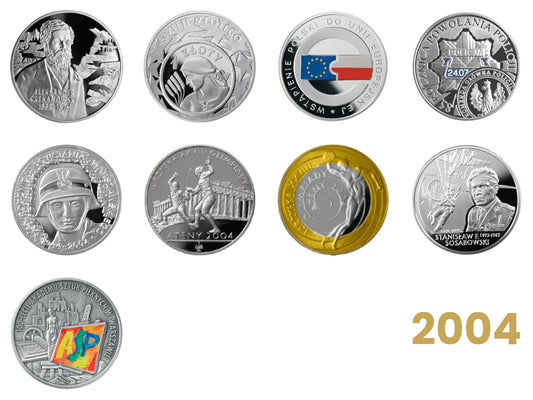 Komplet monet kolekcjonerskich 10 zł - 2004 rok