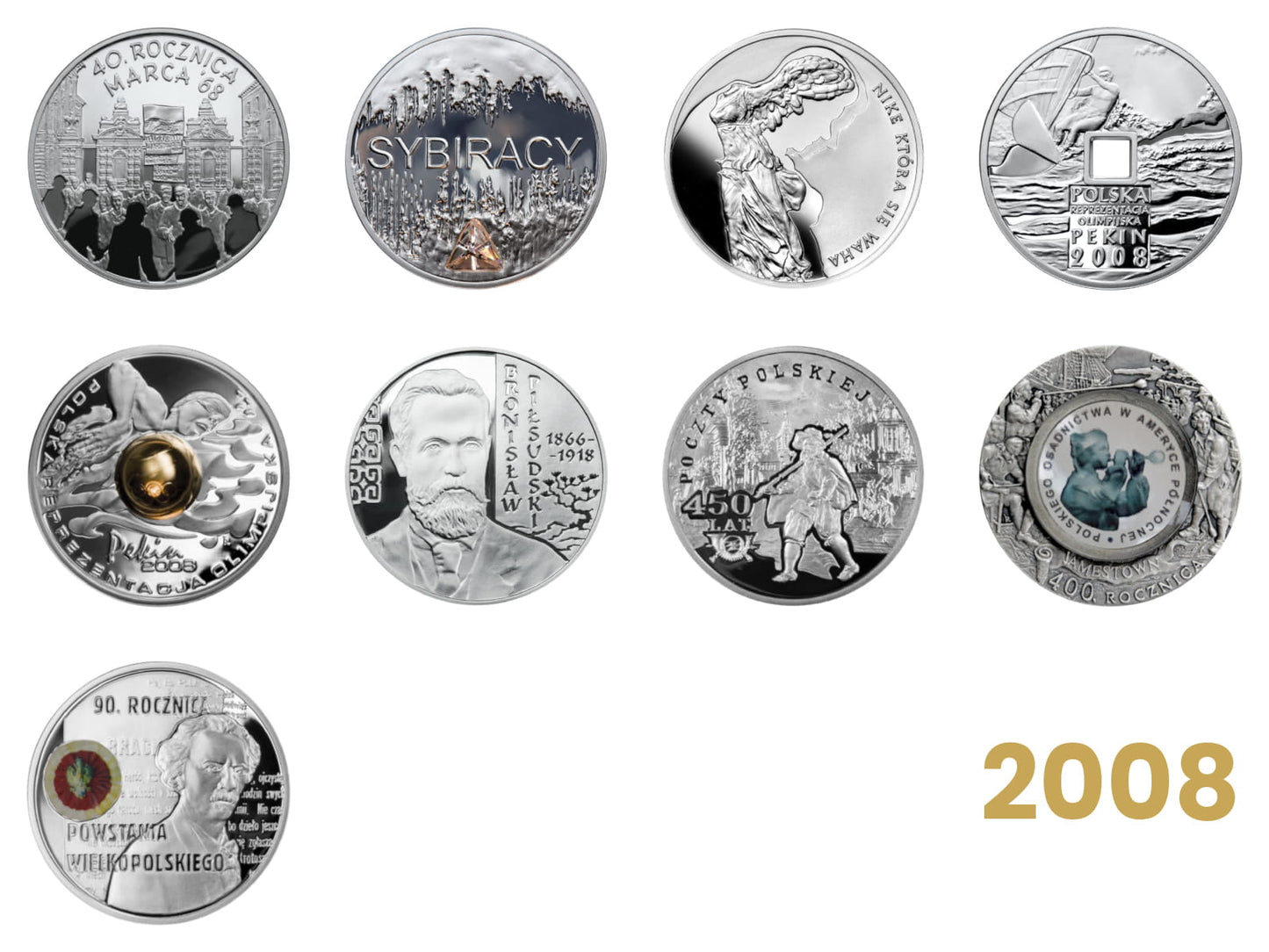 Komplet monet kolekcjonerskich 10 zł - 2008 rok