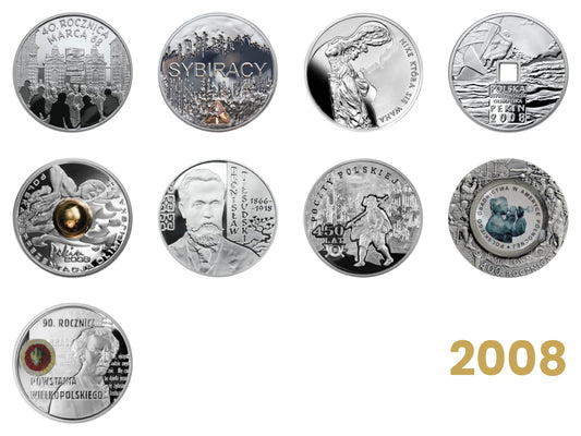 Komplet monet kolekcjonerskich 10 zł - 2008 rok