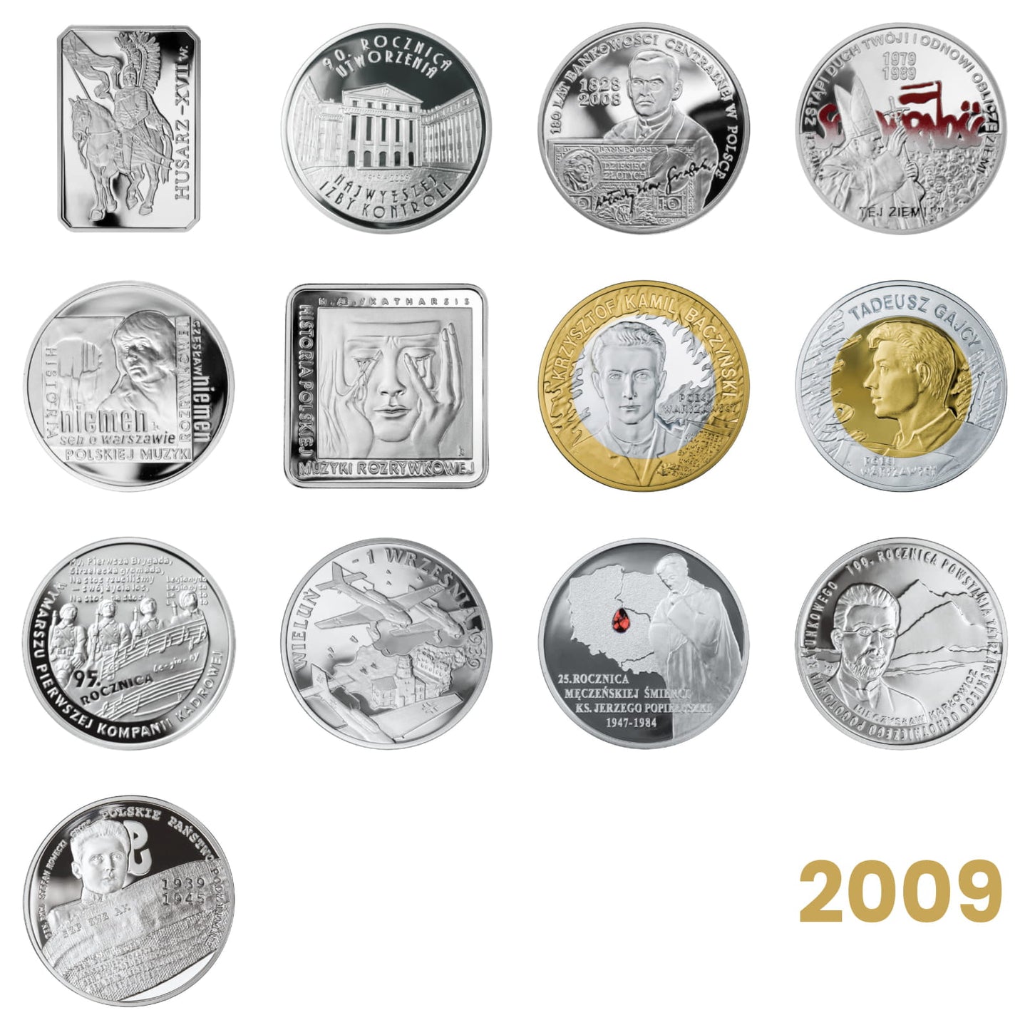 Komplet monet kolekcjonerskich 10 zł - 2009 rok