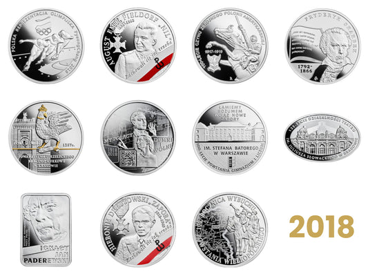 Komplet monet kolekcjonerskich 10 zł - 2018 rok