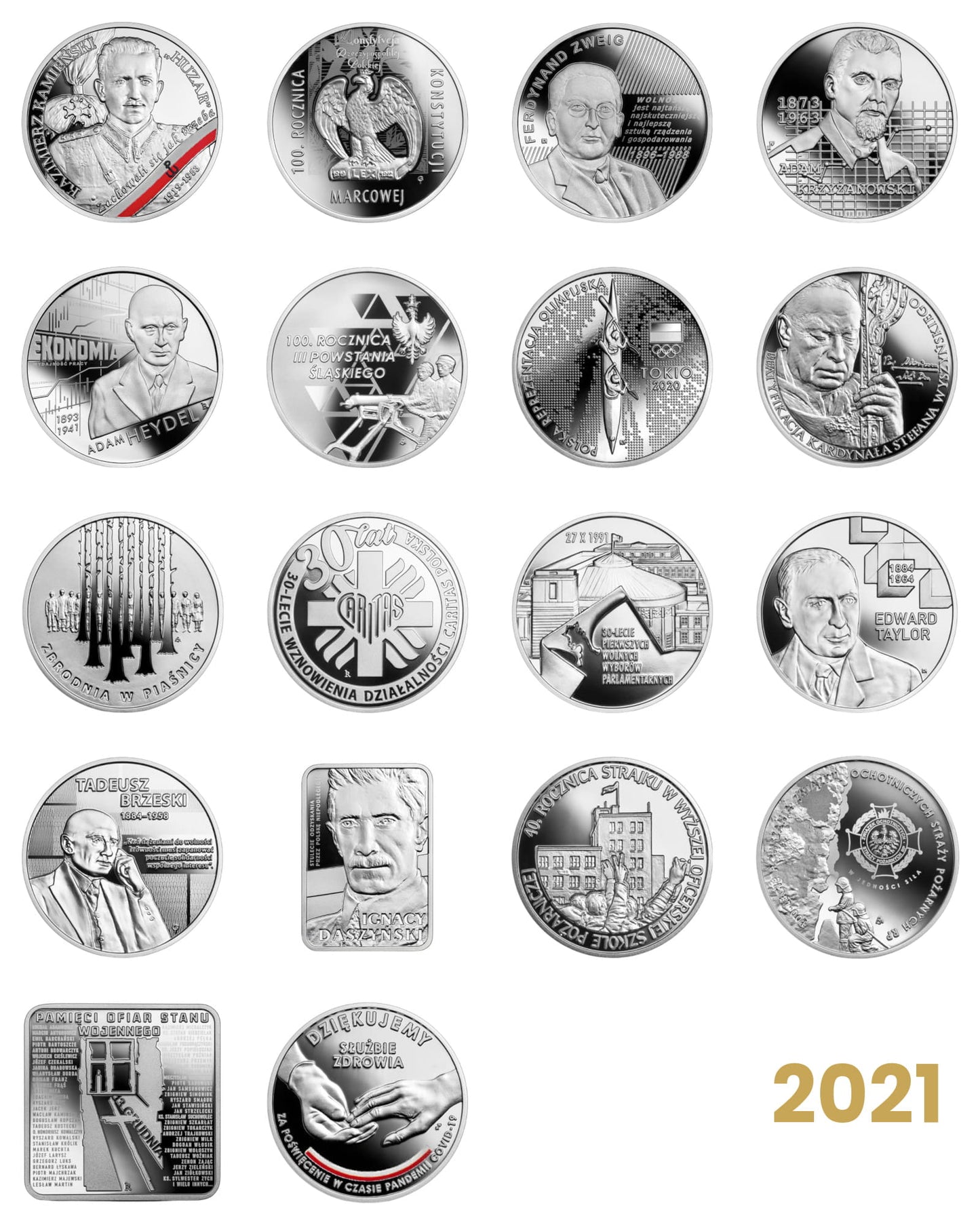 Komplet monet kolekcjonerskich 10 zł - 2021 rok