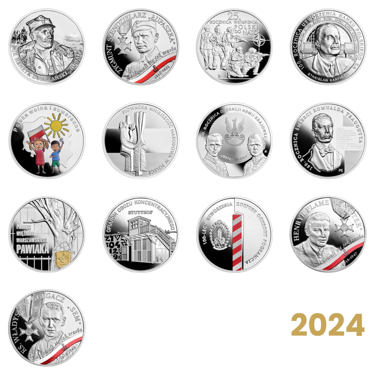 Komplet monet kolekcjonerskich 10 zł - 2024 rok