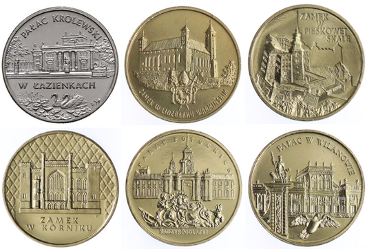 Seria monet 2 zł - Zamki i Pałace w Polsce - 1995-2000 rok